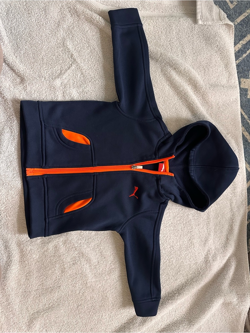 Puma Navy and Orange Hooded Kids Swim Coverup